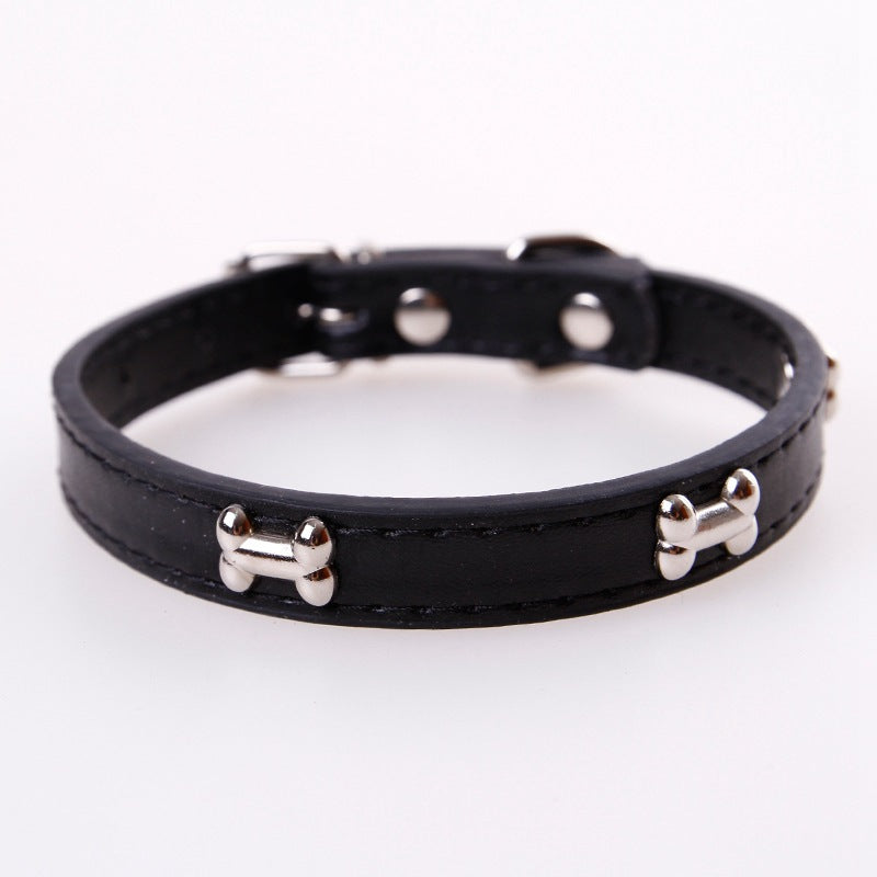 Adjustable Dog Collar with Bone Studs