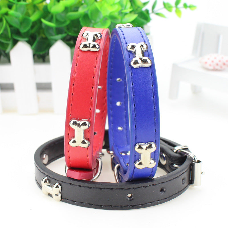 Adjustable Dog Collar with Bone Studs