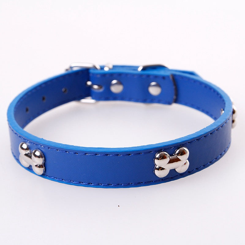 Adjustable Dog Collar with Bone Studs