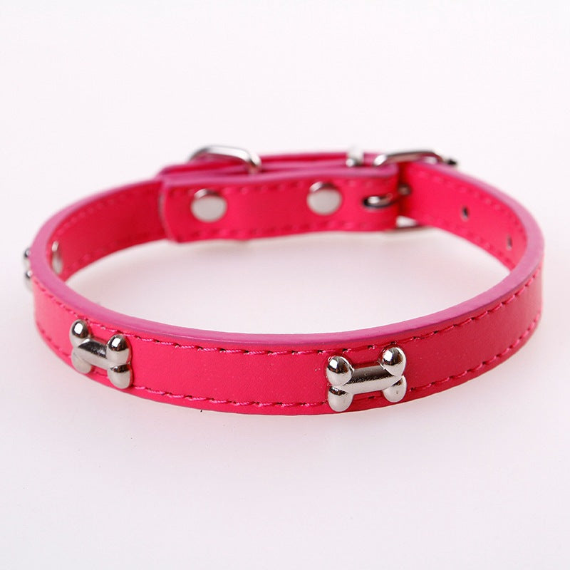 Adjustable Dog Collar with Bone Studs