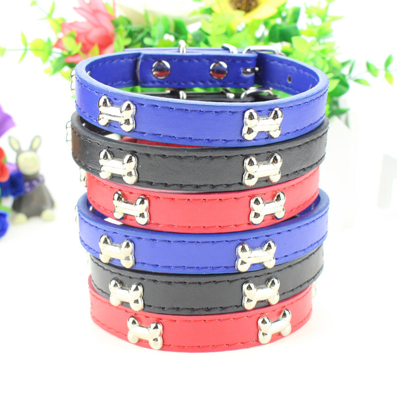 Adjustable Dog Collar with Bone Studs
